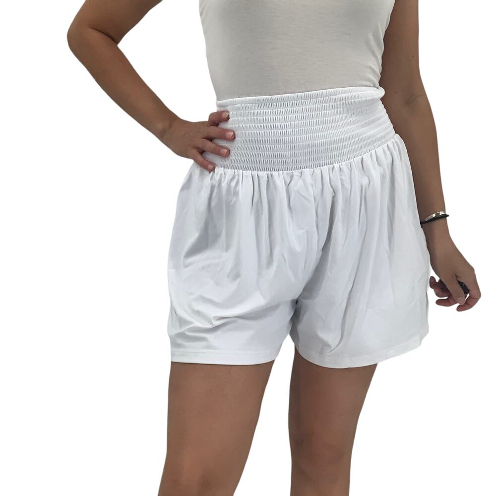 SUSANA MONACO Gathered Smocked Short Size M White Sugar New $98
